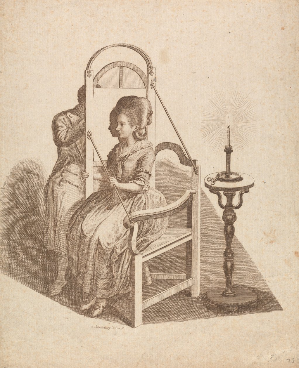 Artysta rysujący sylwetkę kobiety autorstwa Johann Rudolph Schellenberg