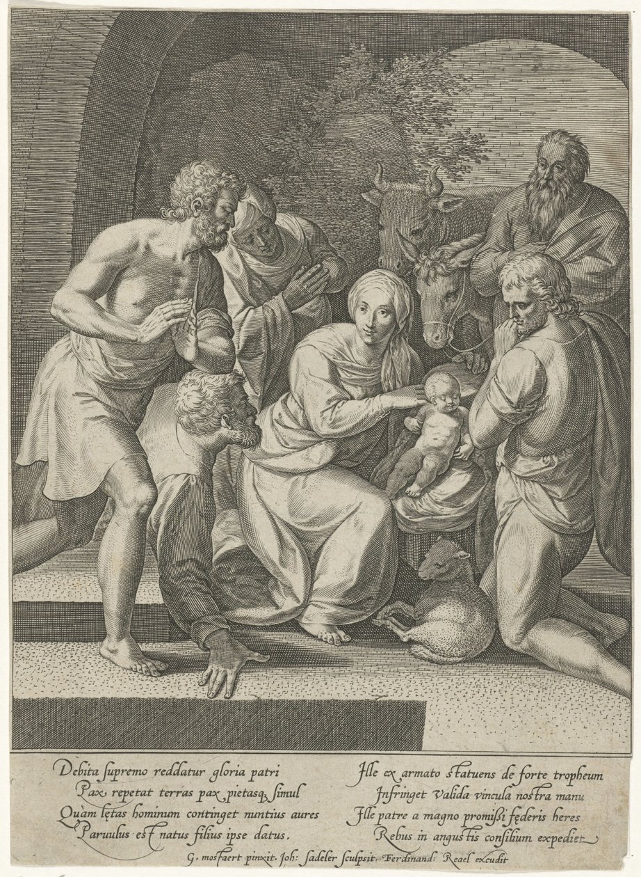 Adoracja pasterzy w niszy autorstwa Johann Sadeler (I)