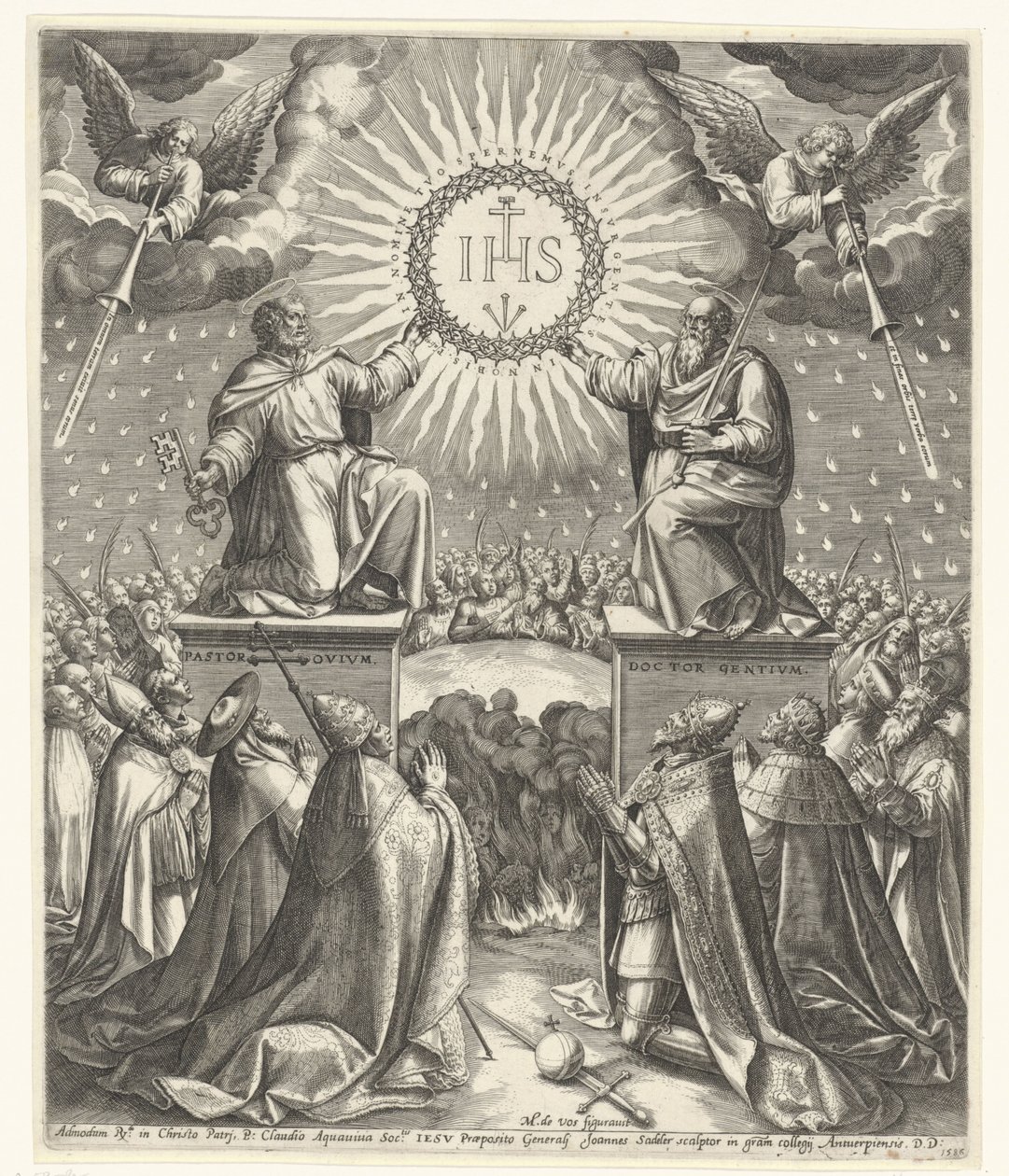 Adoracja Monogramu Chrystusa autorstwa Johann Sadeler (I)
