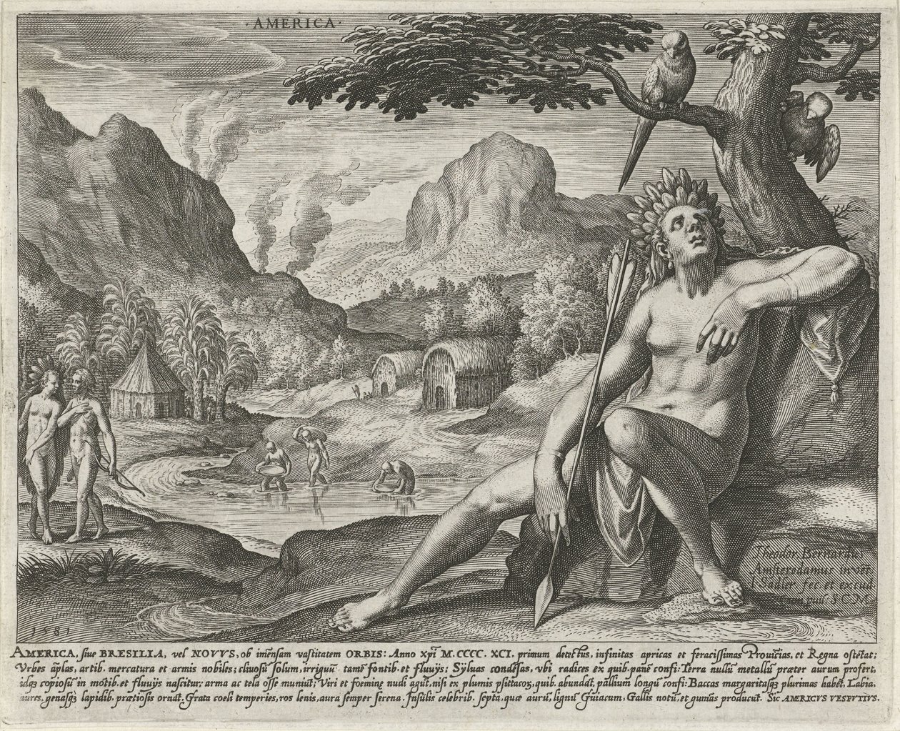 Ameryka Ameryka (tytuł na obiekcie) Cztery kontynenty (tytuł serii) autorstwa Johann Sadeler (I)