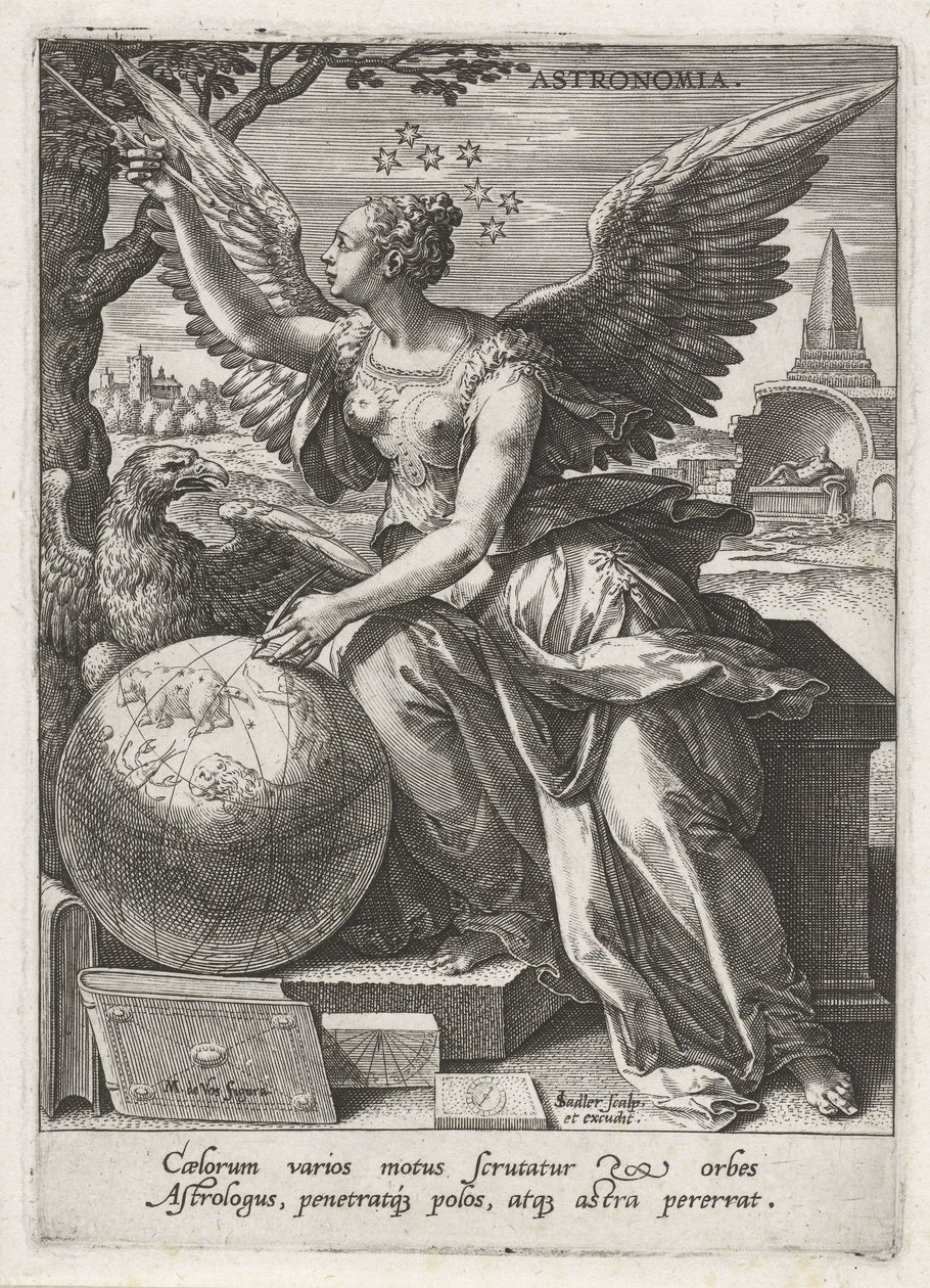 Astronomia Astronomia (tytuł na obiekcie) Siedem sztuk wyzwolonych (artes liberales) (tytuł serii) autorstwa Johann Sadeler (I)