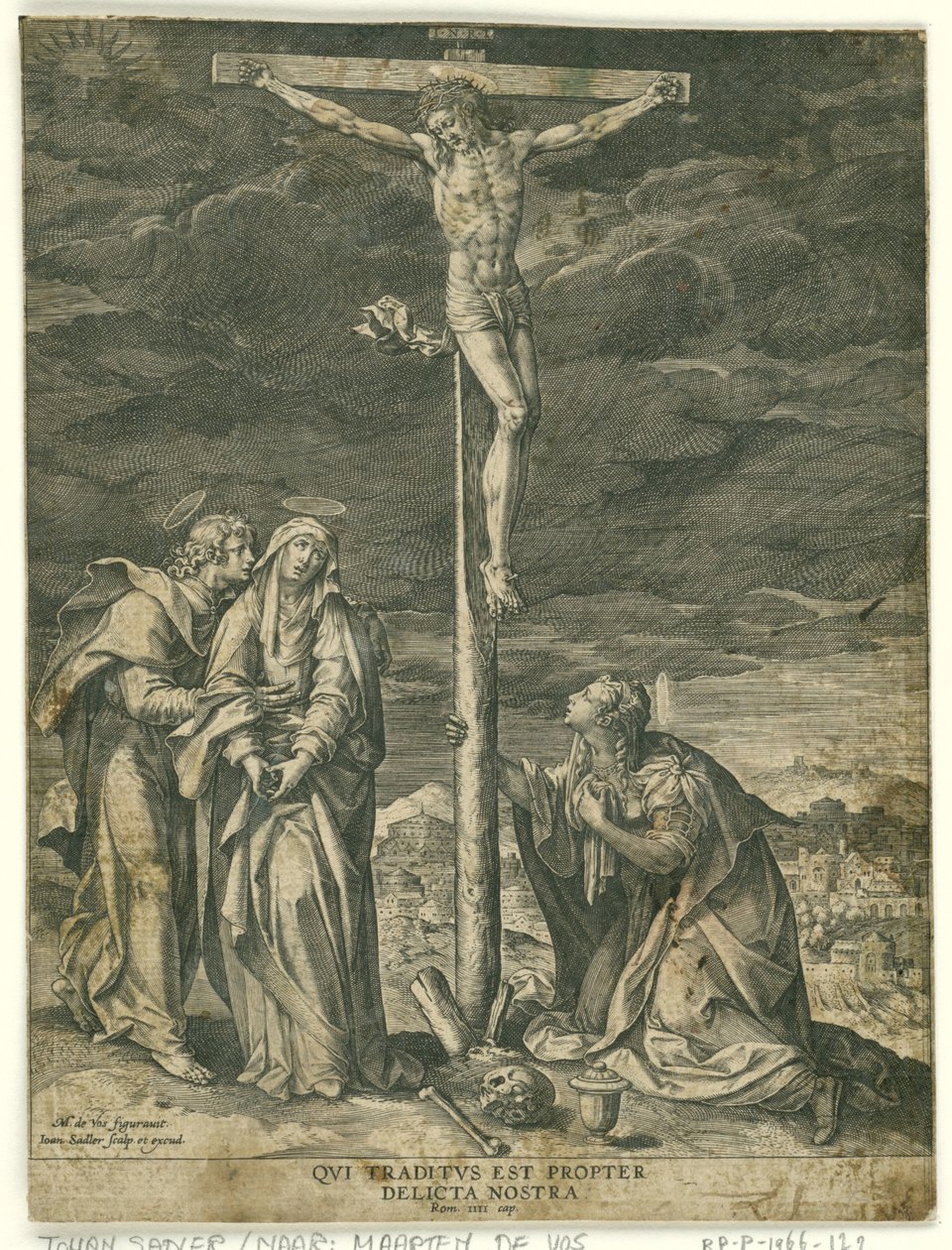 Chrystus na krzyżu z Marią, Janem i Marią Magdaleną autorstwa Johann Sadeler (I)