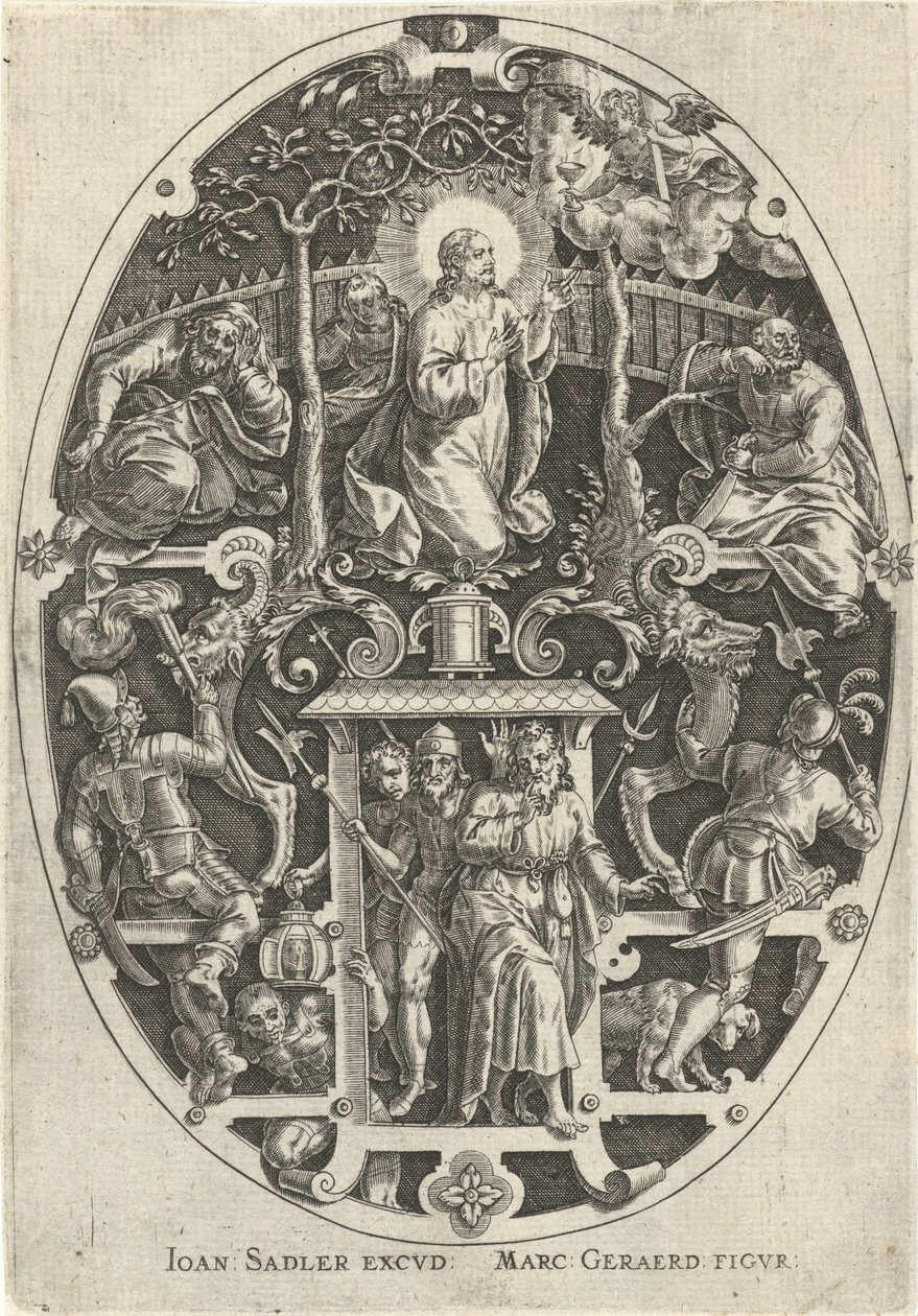 Chrystus w ogrodzie Getsemane Passie van Christus (tytuł serii) Męka Chrystusa naszym Odkupieniem (tytuł serii) autorstwa Johann Sadeler (I)