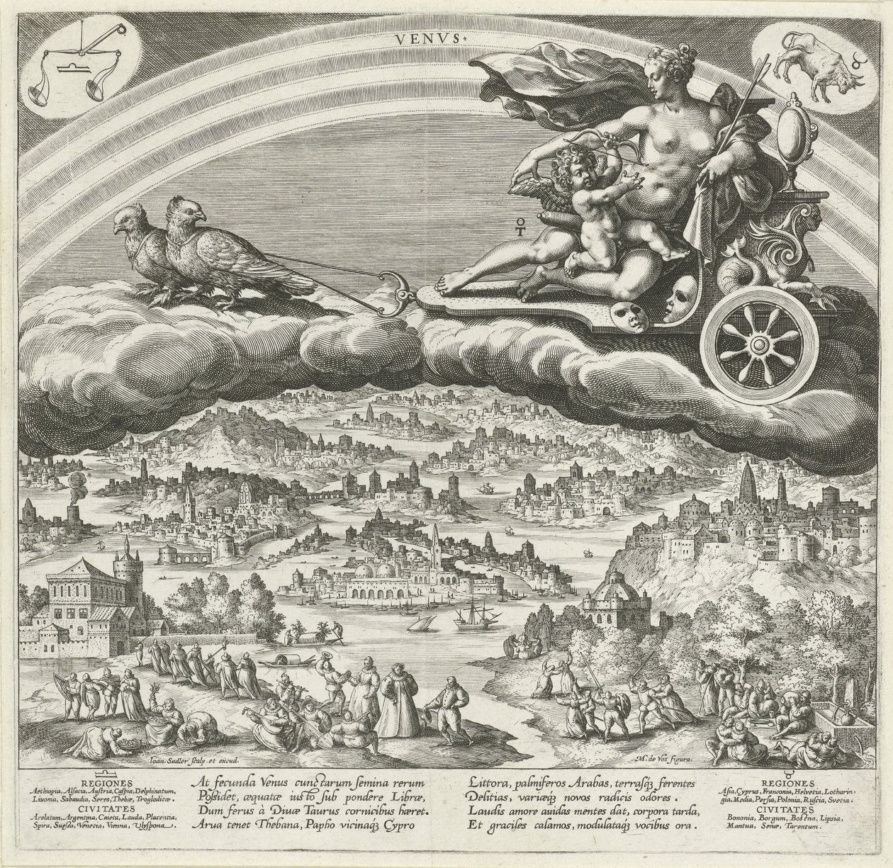 Planeta Wenus i jej wpływ na świat Siedem planet (tytuł serii) Planetarum effectus et eorum in signis zodiac (tytuł serii) autorstwa Johann Sadeler (I)