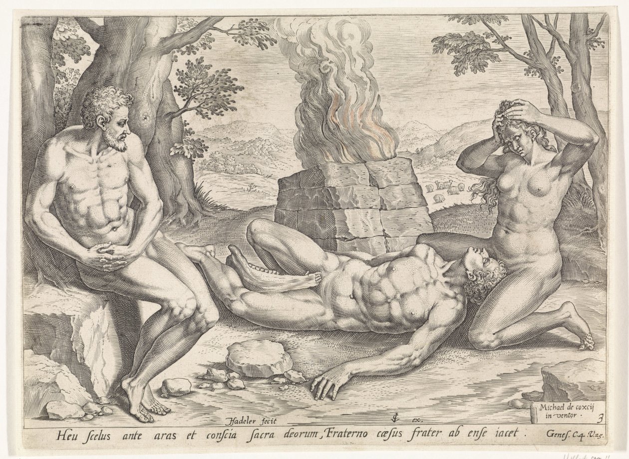 Ewa opłakuje śmierć Abla Historia Kaina i Abla (tytuł serii) autorstwa Johann Sadeler (I)