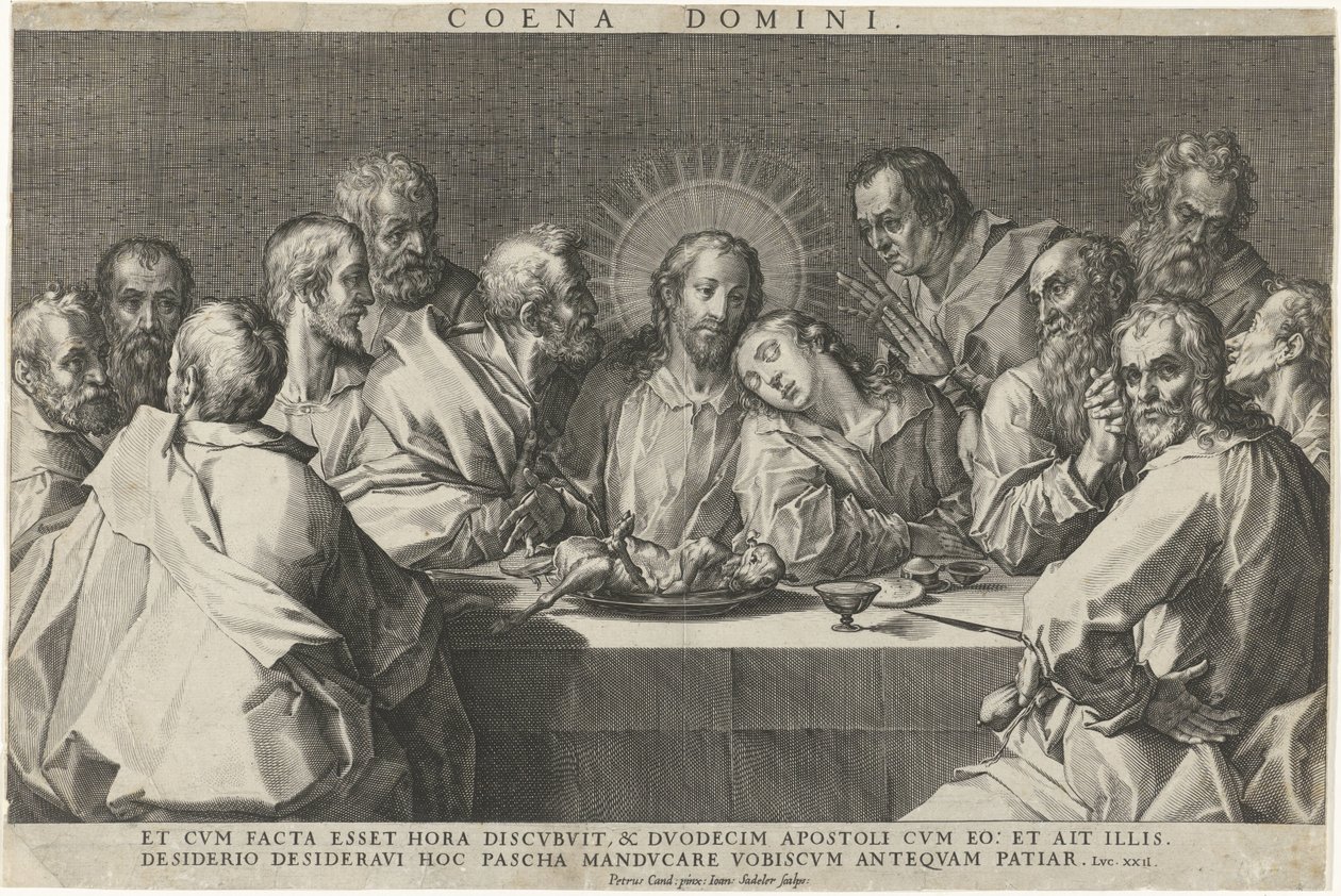 Ostatnia Wieczerza Coeni domini (tytuł na obiekcie) autorstwa Johann Sadeler (I)