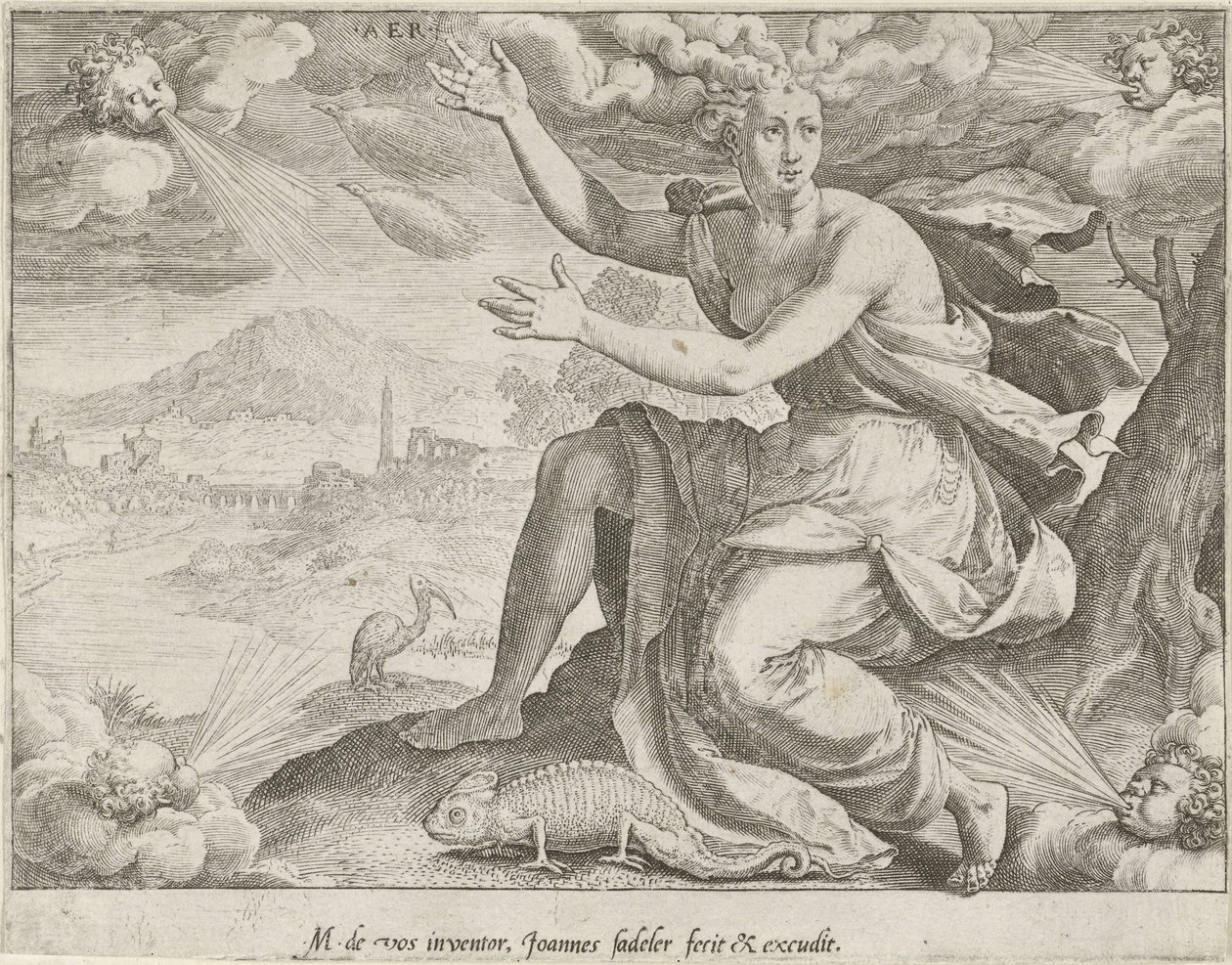 Niebo Aer (tytuł na obiekcie) Cztery żywioły (tytuł serii) autorstwa Johann Sadeler (I)