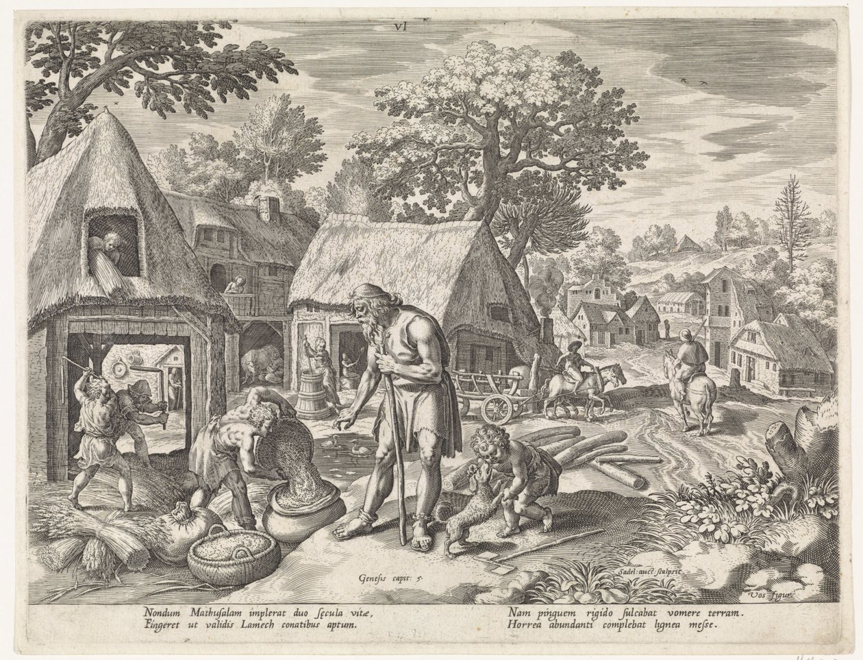Matuzalem i jego dzieci Historia rodziny Seta / Ocenianie dobrych i złych (tytuł serii) Bonorum et Malorum consensio (tytuł serii) autorstwa Johann Sadeler (I)