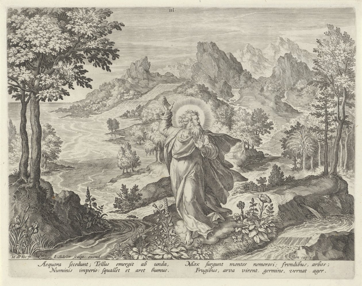 Stworzenie Ziemi Stworzenie Świata (tytuł serii) autorstwa Johann Sadeler (I)