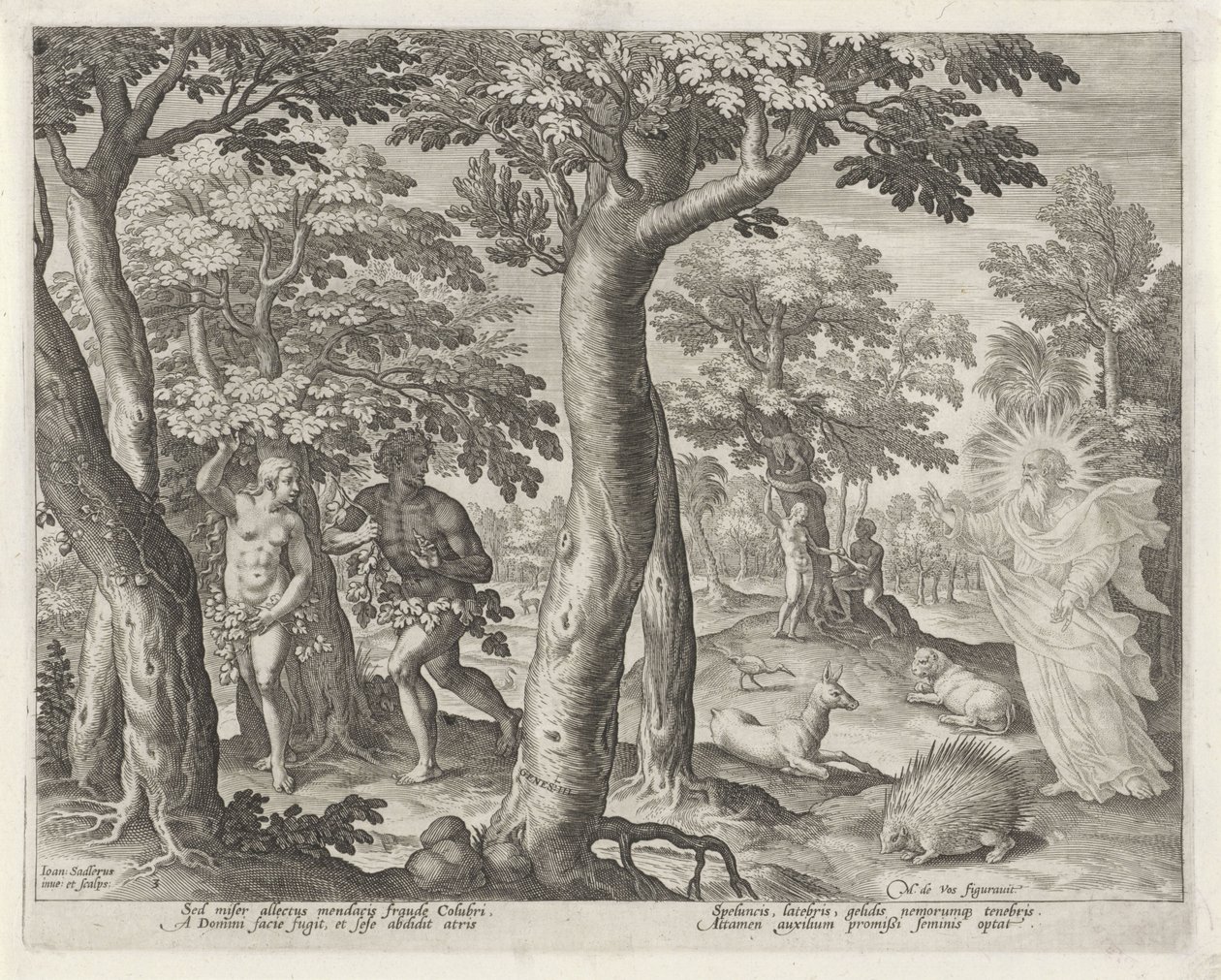 Upadek człowieka Historia rodziny Kaina / O dobrych i złych uczynkach (tytuł serii) Boni et mali scientia (tytuł serii) autorstwa Johann Sadeler (I)