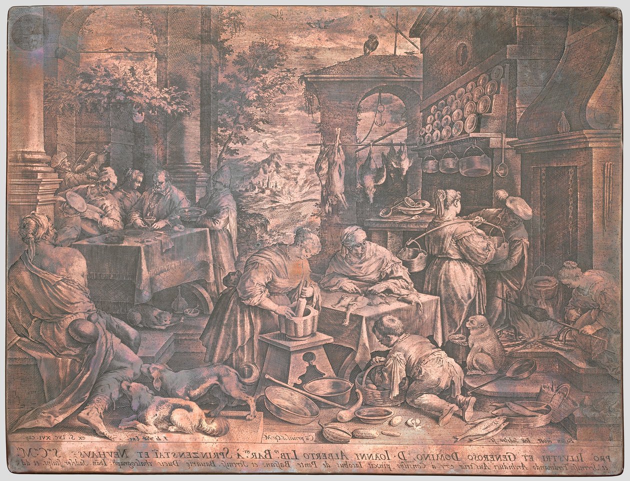 Talerz miedziany dla Bogata i Łazarza autorstwa Johann Sadeler I