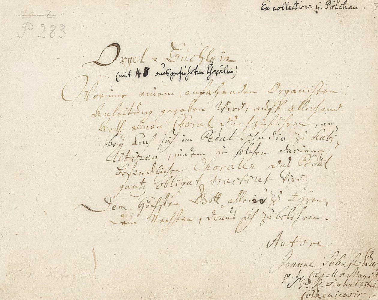 Strona tytułowa broszury o organach. Około 1700-1719 autorstwa Johann Sebastian Bach