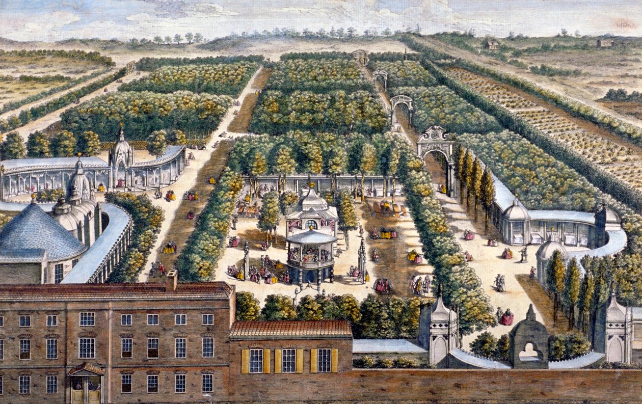 Ogrody Vauxhall, Lambeth, Londyn, 1751. autorstwa Johann Sebastian Muller