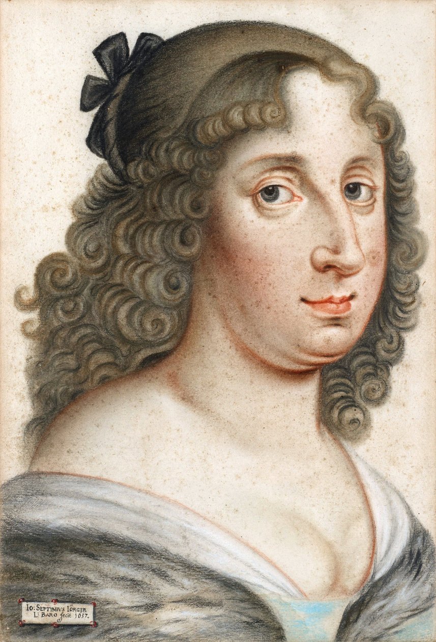 Portret królowej Krystyny ​​Szwecji (1626-1689) - Praca Johanna Septymiusza Joergera von Tollet (1596-1672), pastel na papierze autorstwa Johann Septimius Jörger von Tollet