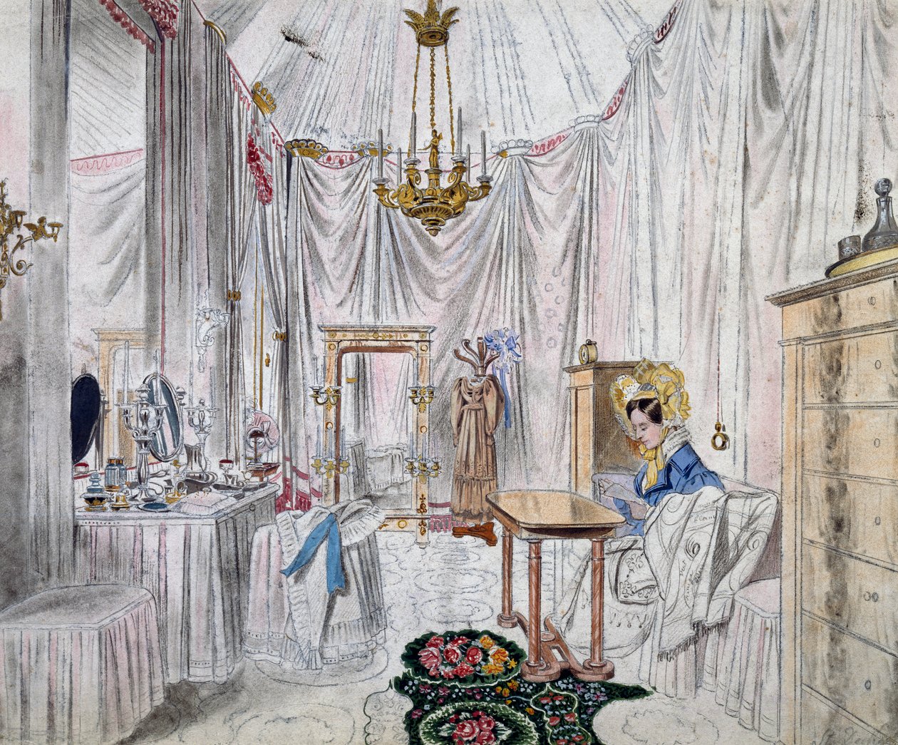 Garderoba cesarzowej Karoliny Augusty na zamku w Wiedniu, akwarela na papierze Johanna Stephana Deckera (1784-1844) autorstwa Johann Stephan Decker