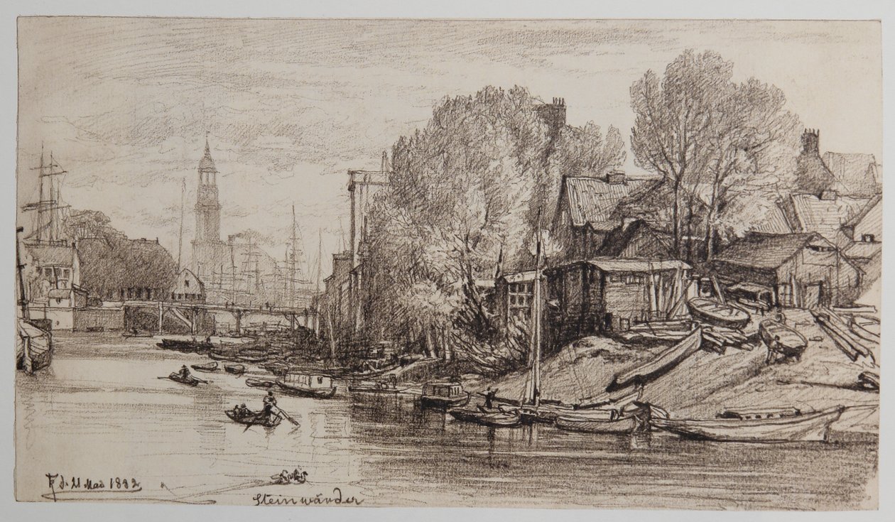 Na Steinwerder 21-05-1882 autorstwa Johann Theobald Riefesell