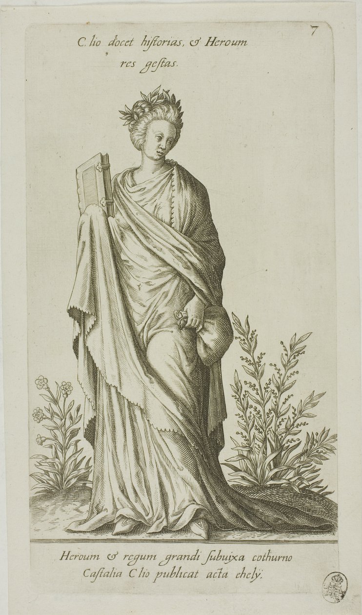 Clio, Muza Historii, płytka 7 z Parnassus Biceps autorstwa Johann Theodor de Bry