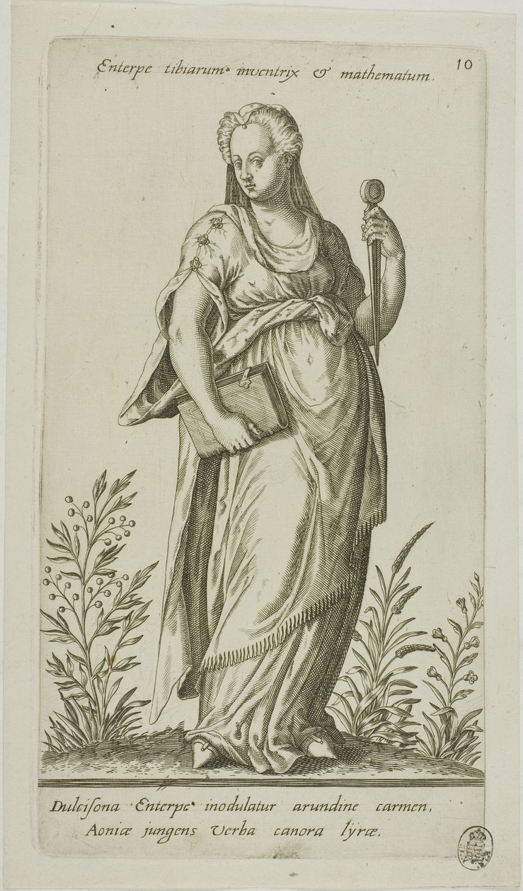 Enterpe, Muse of Music, płyta 10 z Parnassus Biceps autorstwa Johann Theodor de Bry