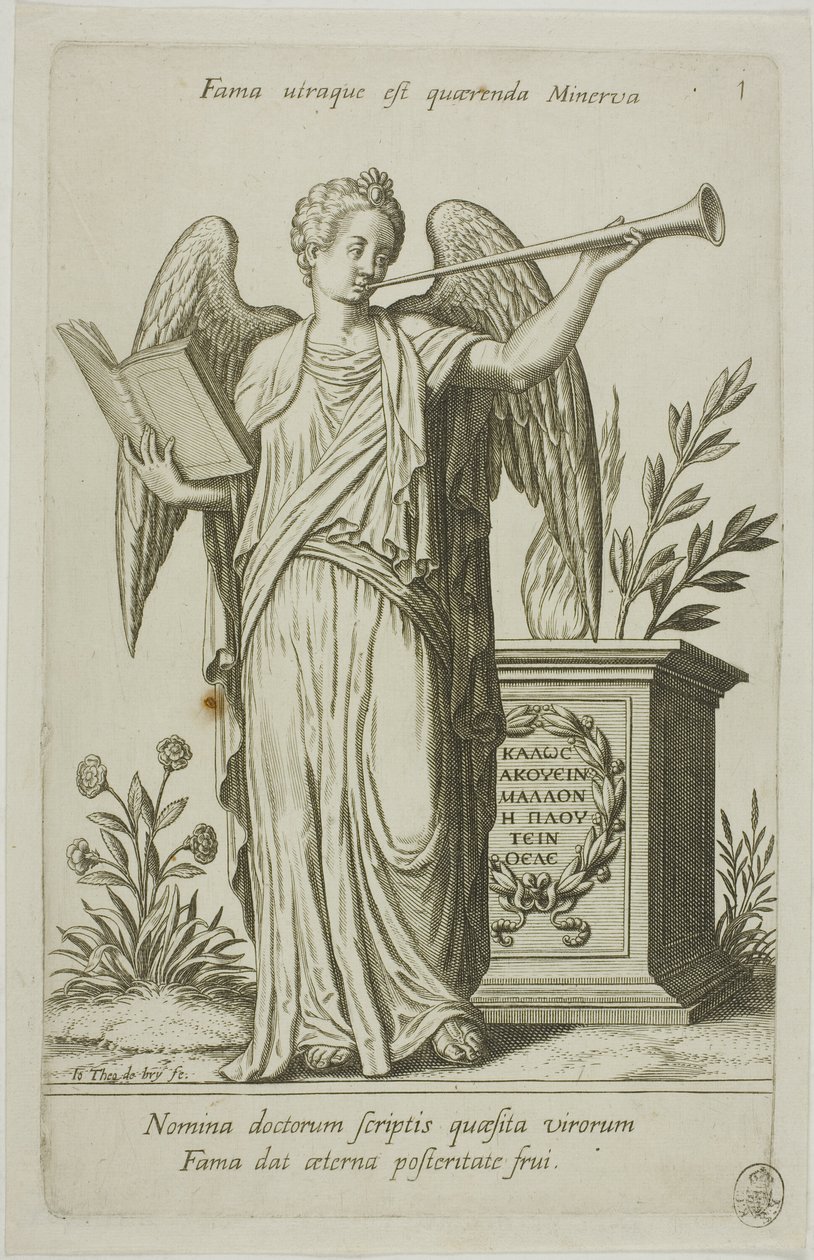 Sława, płyta 1 z Parnassus Biceps autorstwa Johann Theodor de Bry