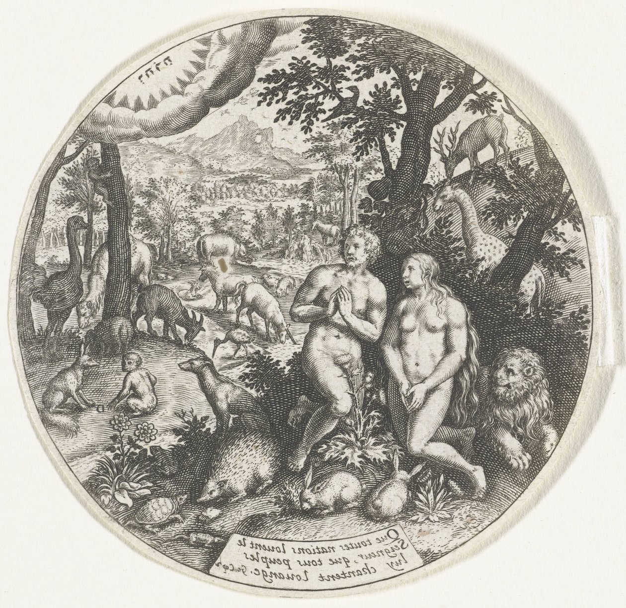 Bóg rozmawia z Adamem i Ewą w Raju autorstwa Johann Theodor de Bry