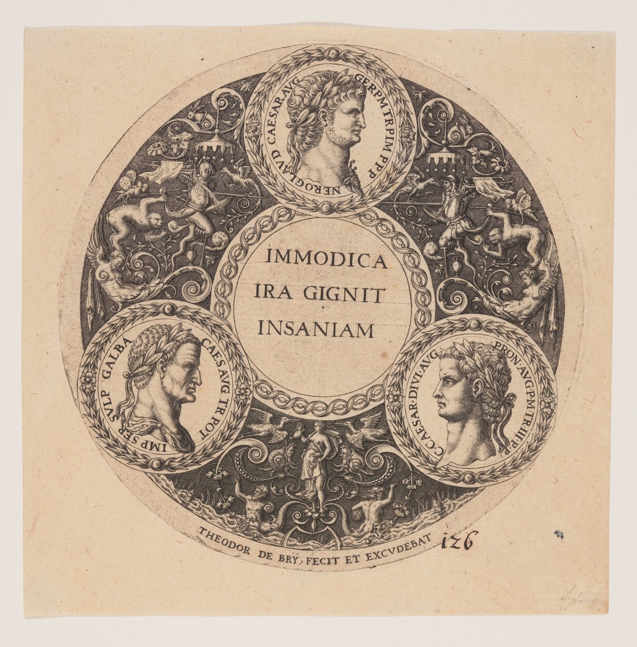 Immodica Ira Gignit Insaniam, Design for Interiors of Tazze autorstwa Johann Theodor de Bry