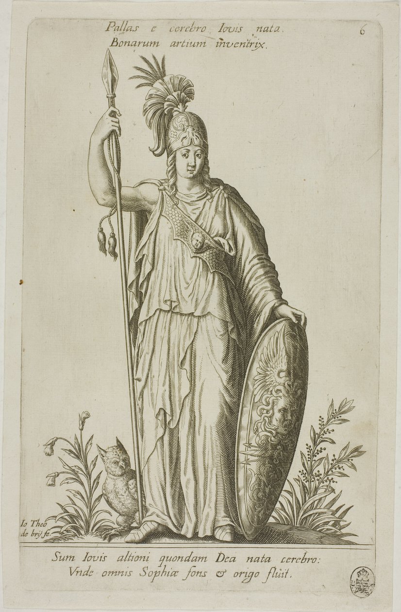 Pallas Athena, płytka 6 z Parnassus Biceps autorstwa Johann Theodor de Bry