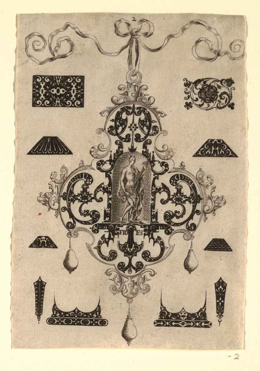 Talerz 2, z serii ośmiu wzorów wisiorków o kardynalnych cnotach autorstwa Johann Theodor de Bry