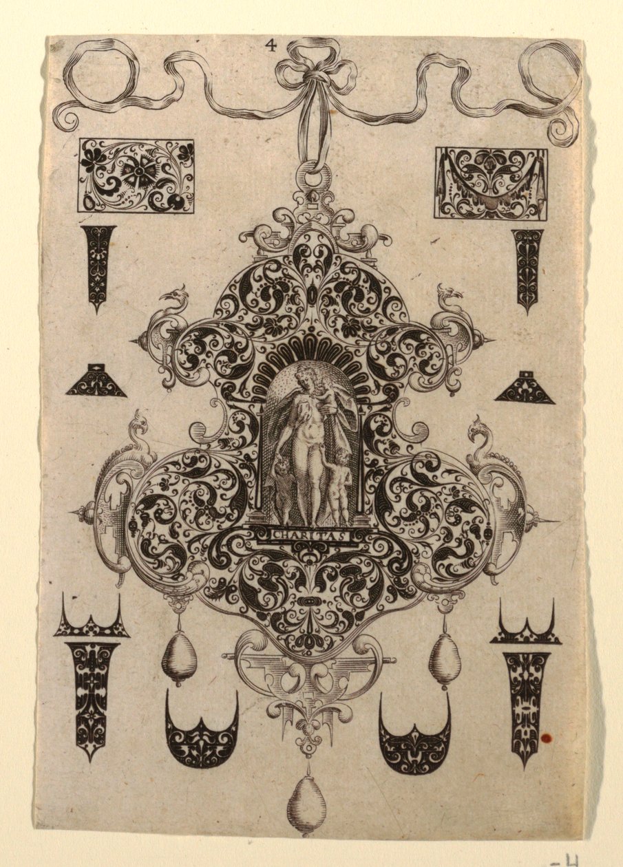 Talerz 4, z serii ośmiu wisiorków o kardynalnych cnotach autorstwa Johann Theodor de Bry