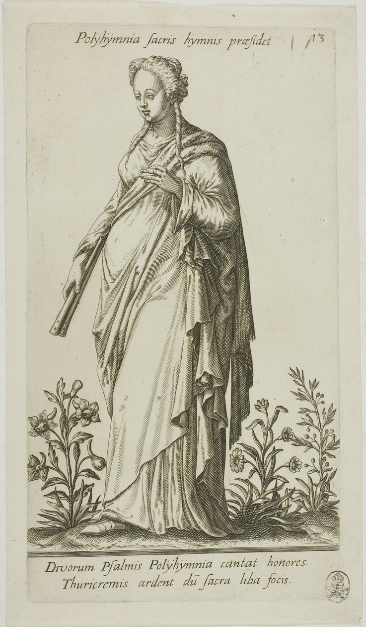 Polyhymnia, Muse of Hymns, płyta 13 z Parnassus Biceps autorstwa Johann Theodor de Bry