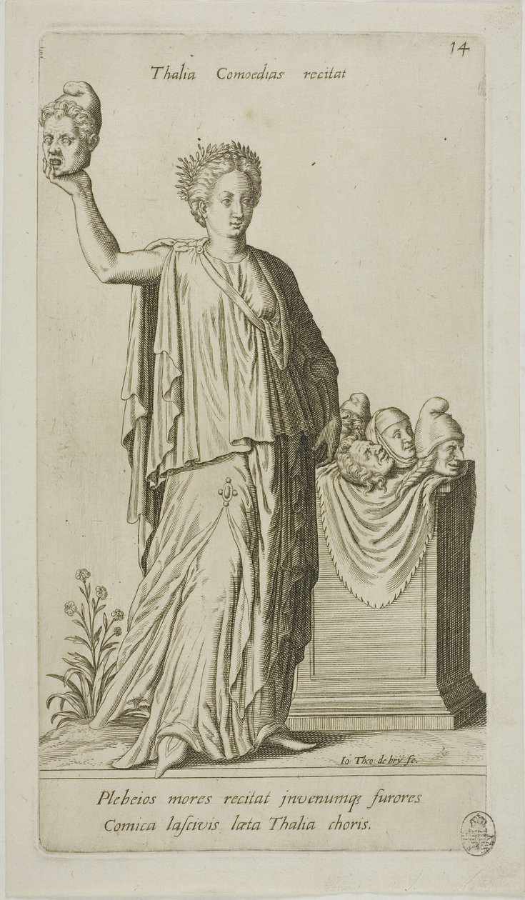 Thalia, Muza Komedii, płytka 14 z Parnassus Biceps autorstwa Johann Theodor de Bry