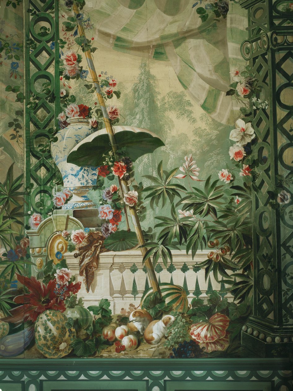 Scena w ogrodzie z parasolem i wystawnym namiotem autorstwa Johann Wenzel Bergl