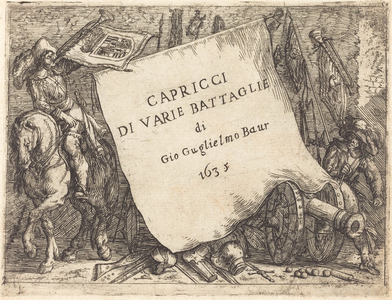 Kaprysy różnych bitew (strona tytułowa) autorstwa Johann Wilhelm Baur