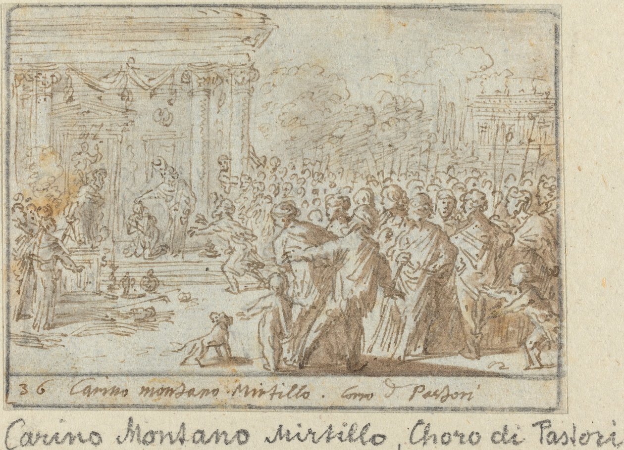 Chór Pasterzy: Carino, Góra i Mirt, autorstwa Johann Wilhelm Baur