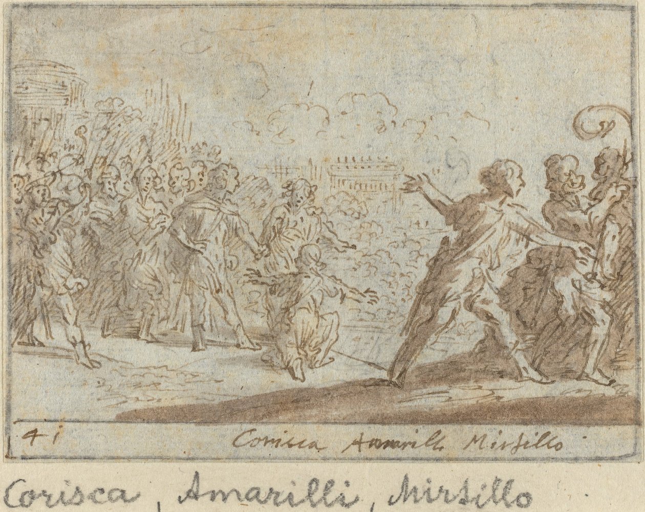 Koryska, Amarilli i Mirtillo autorstwa Johann Wilhelm Baur