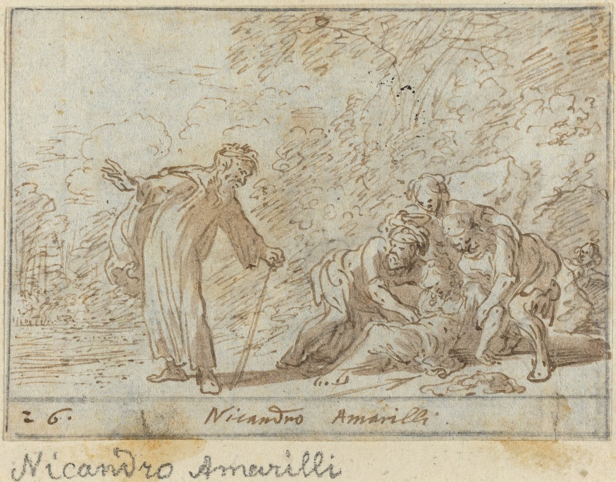 Nicandro i Amarilli autorstwa Johann Wilhelm Baur