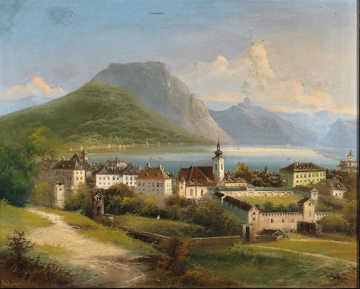 Johann Wilhelm Jankowski Widok na Gmunden autorstwa Johann Wilhelm Jankowski