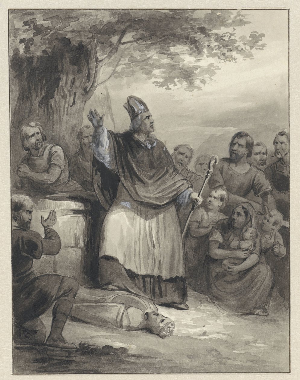 Willibrord głosi wiarę na Walcheren, 695 autorstwa Johann Wilhelm Kaiser (I)