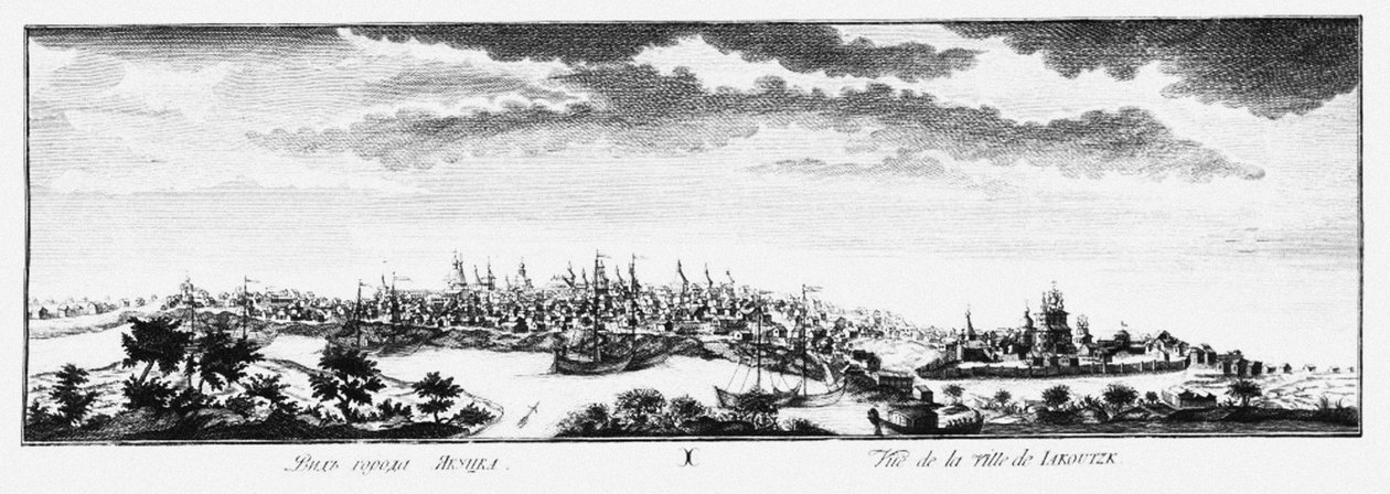 Widok Jakucka, ok. 1735 autorstwa Johann Wilhelm Lürsenius