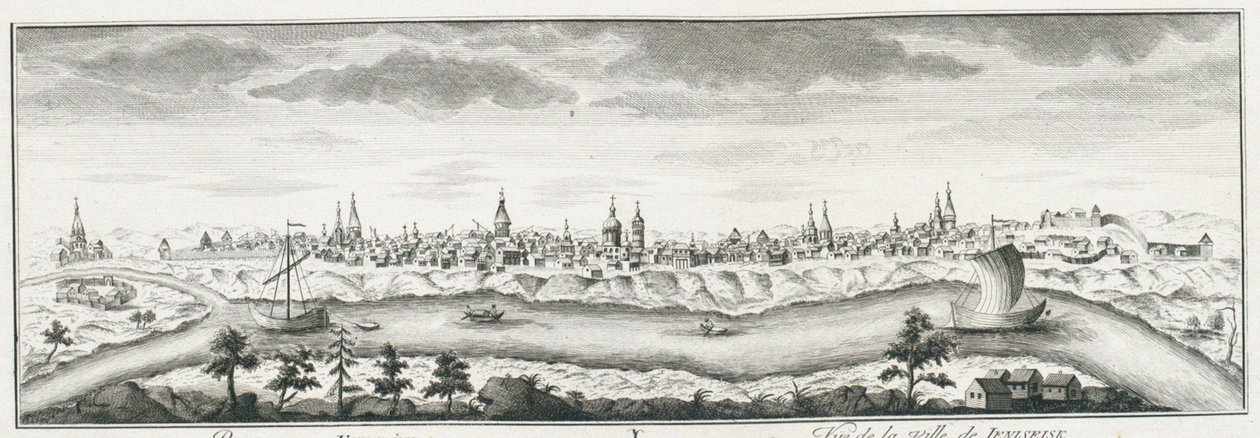 Widok Jenisejska, ok. 1735 autorstwa Johann Wilhelm Lürsenius