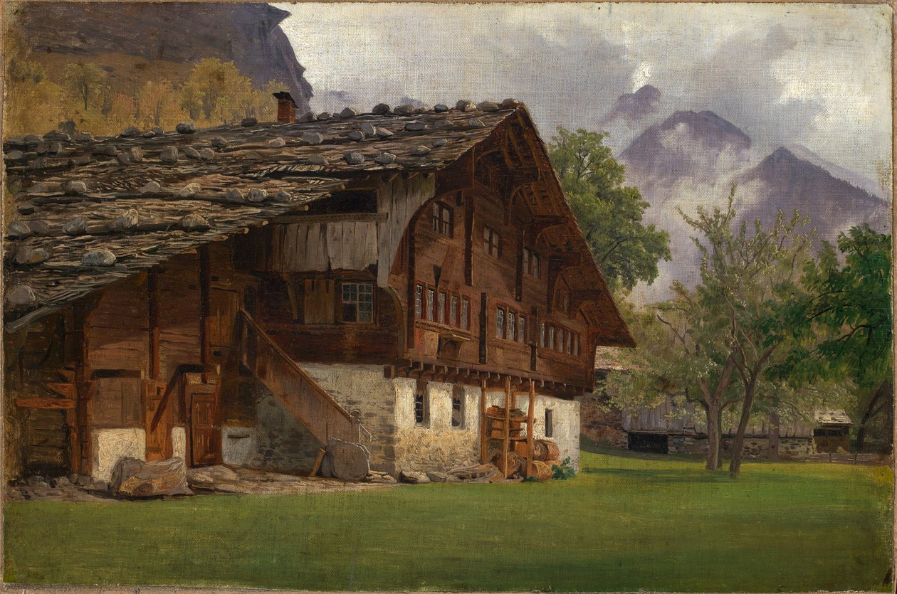 Dom chłopski w Alpach autorstwa Johann Wilhelm Schirmer