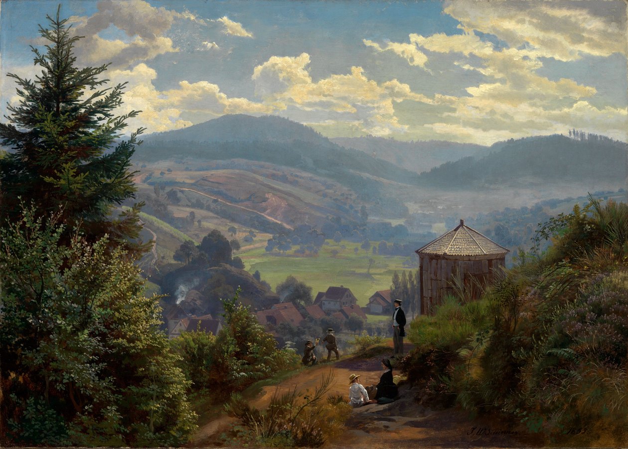 Dolina Oberbeuern widziana z Cäcilienbergu, przedpołudnie autorstwa Johann Wilhelm Schirmer
