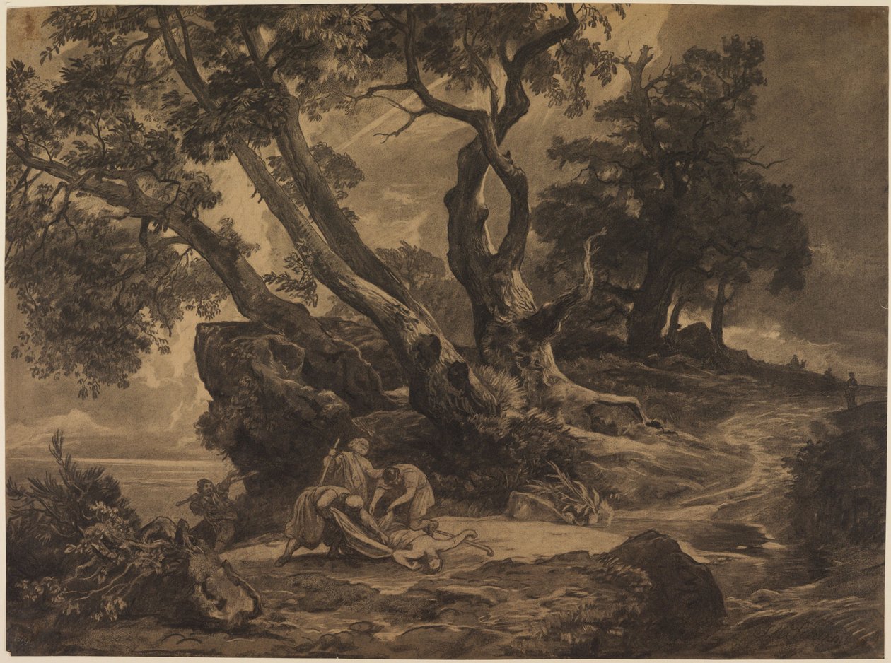 Napad na wędrowca autorstwa Johann Wilhelm Schirmer