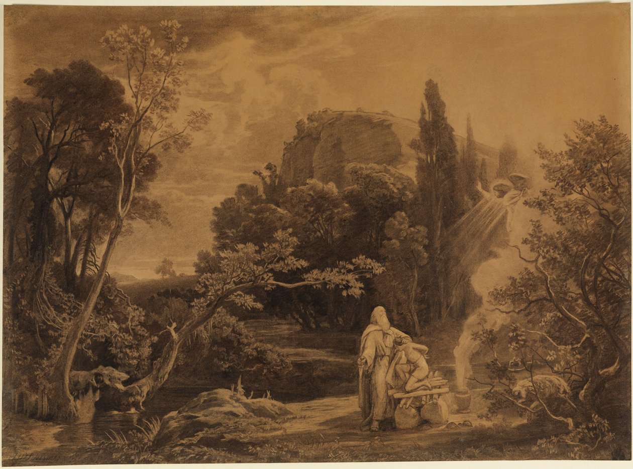 Ofiarowanie Izaaka (Księga Rodzaju 22, 11-12) autorstwa Johann Wilhelm Schirmer