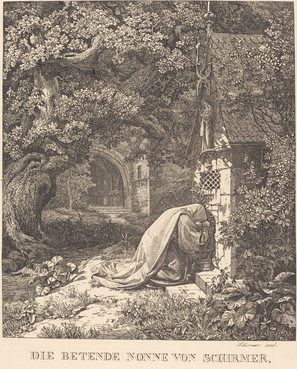 Modląca się zakonnica autorstwa Johann Wilhelm Schirmer