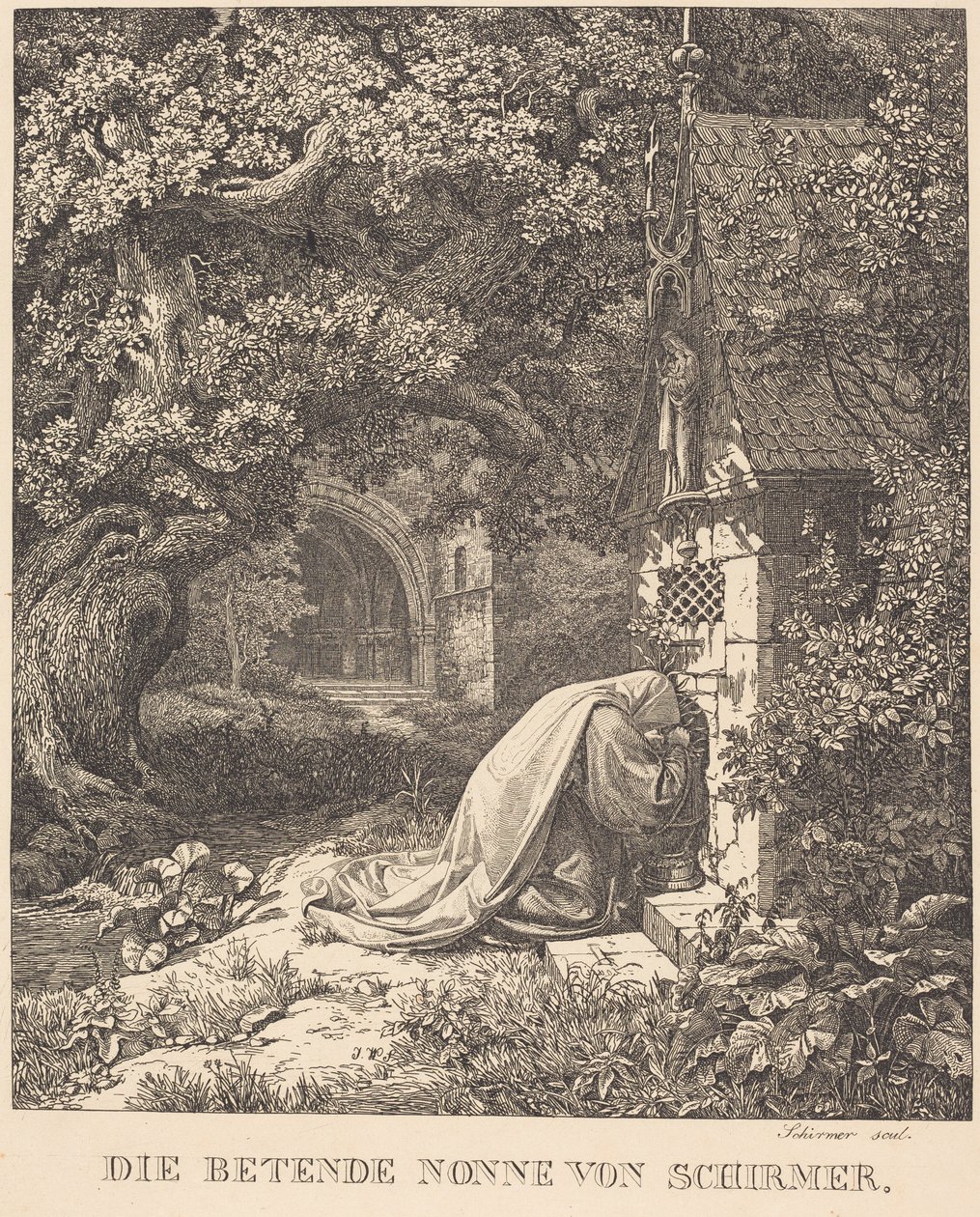 Modląca się zakonnica autorstwa Johann Wilhelm Schirmer