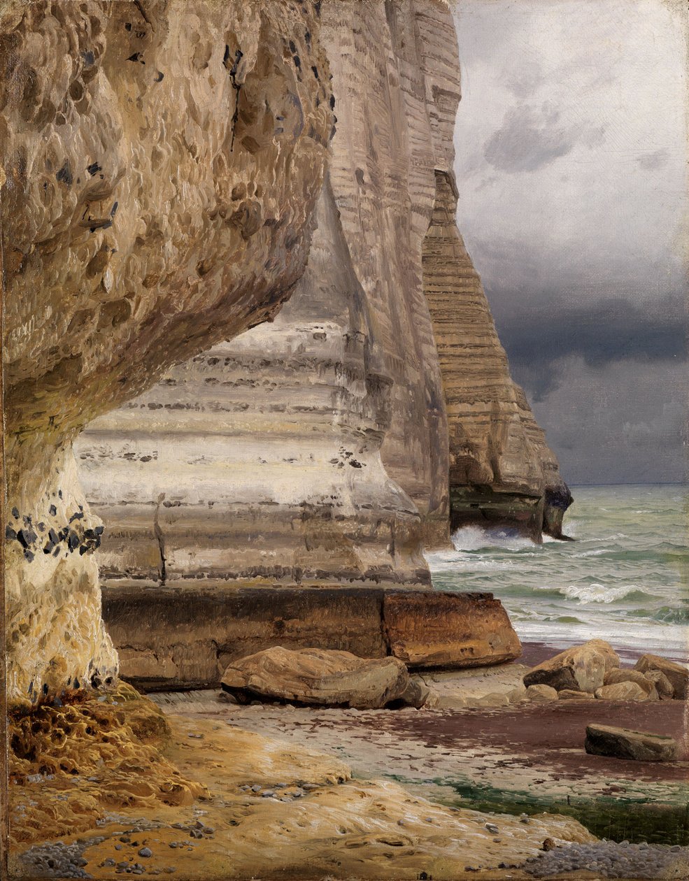 Skaliste wybrzeże w pobliżu Etretat autorstwa Johann Wilhelm Schirmer