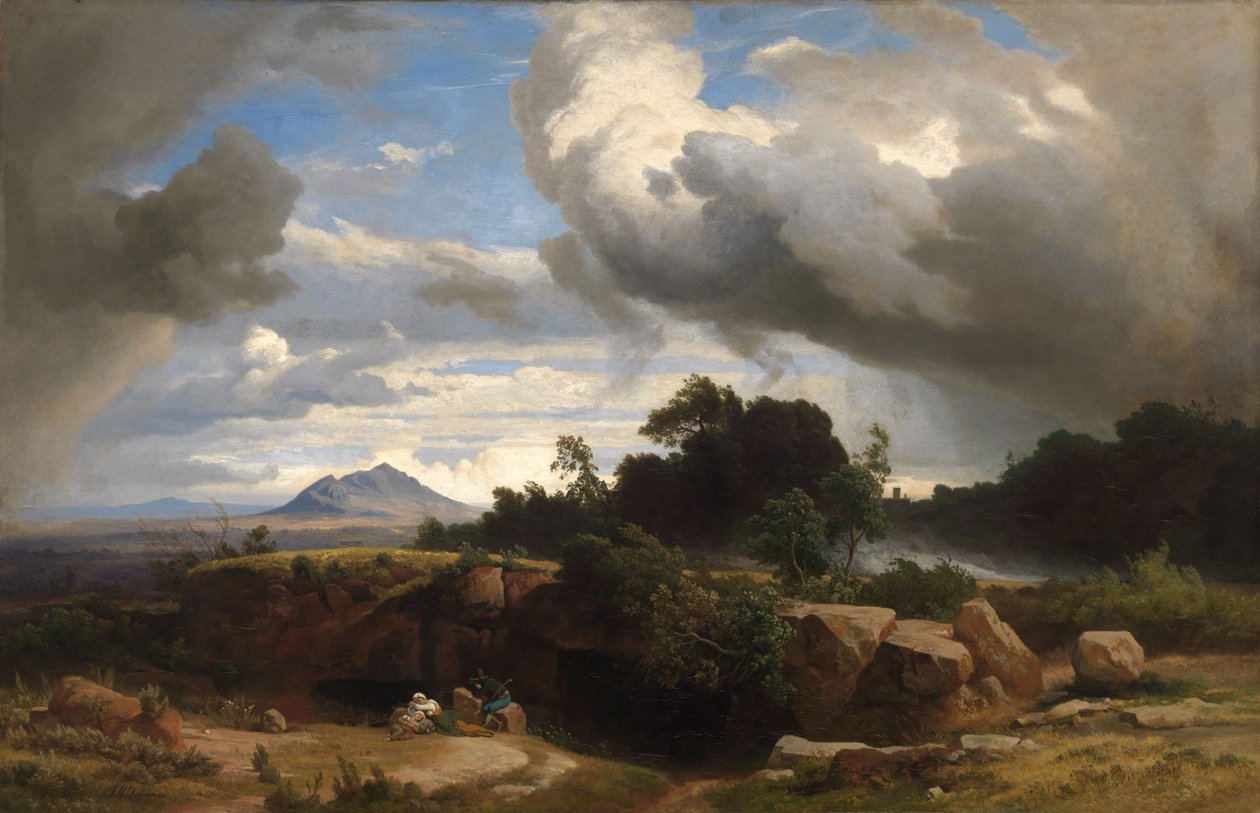 Nadciągająca burza w rzymskiej Kampanii autorstwa Johann Wilhelm Schirmer