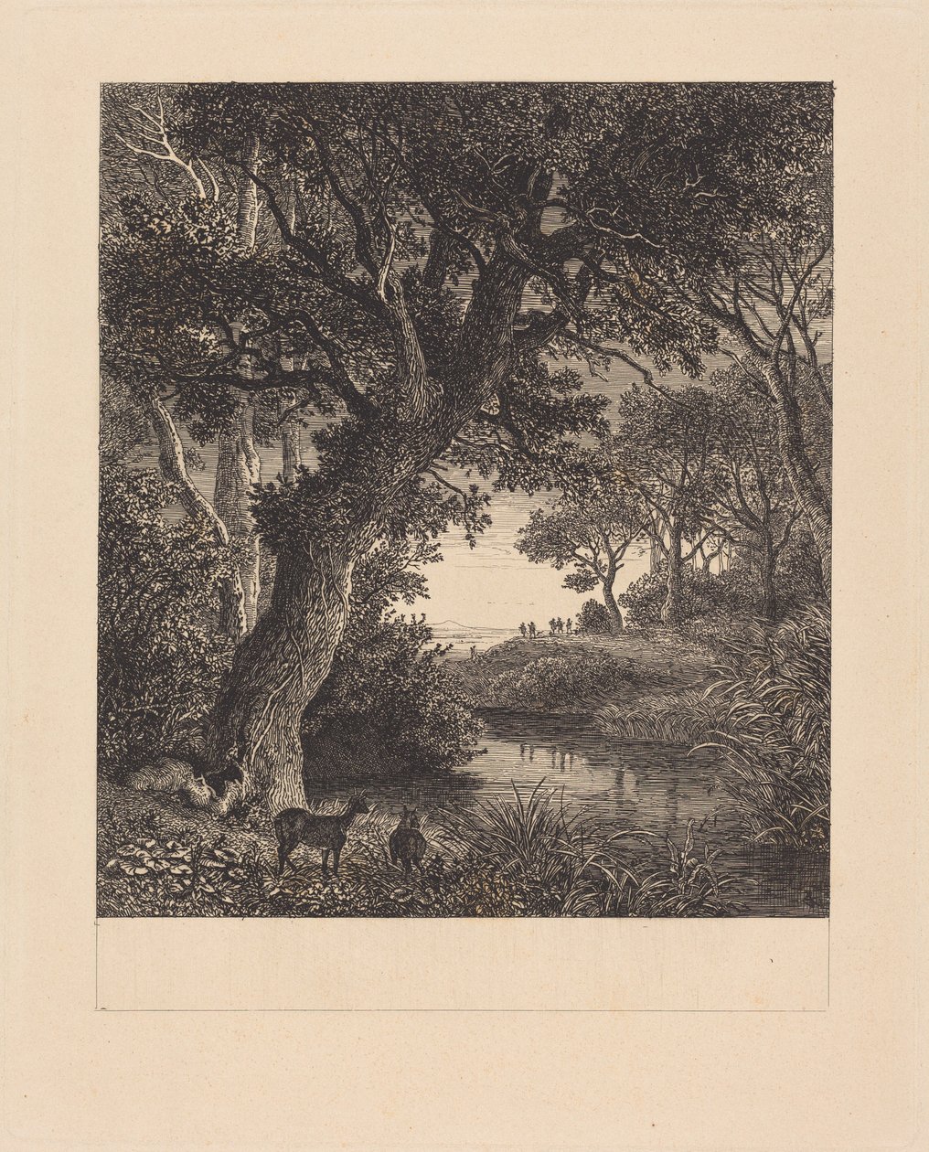 Myśliwi opuszczający las autorstwa Johann Wilhelm Schirmer