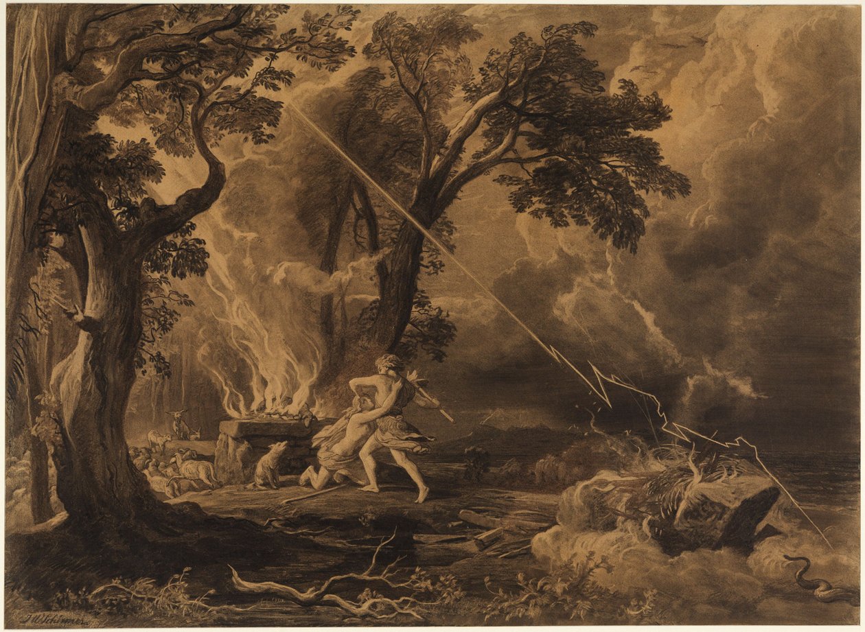 Kain zabija Abla (Księga Rodzaju 4, 8) autorstwa Johann Wilhelm Schirmer