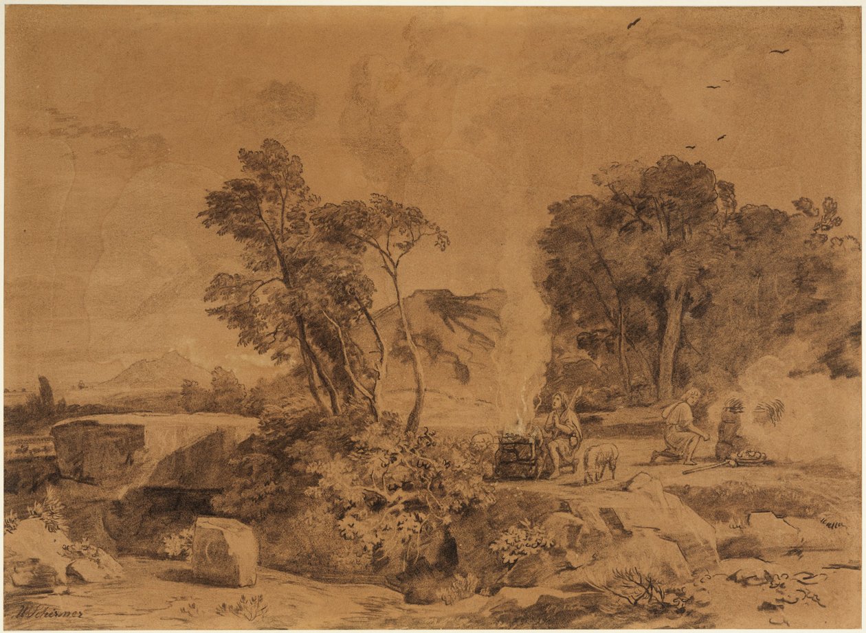 Ofiary Kaina i Abla (Księga Rodzaju 4, 4-5) autorstwa Johann Wilhelm Schirmer